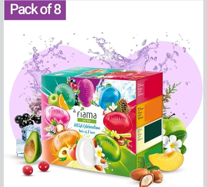 Gel Bathing Bar Mega Celebration Pack, With 8 Unique Gel Bars, 1000g (125g - Pack of 8)